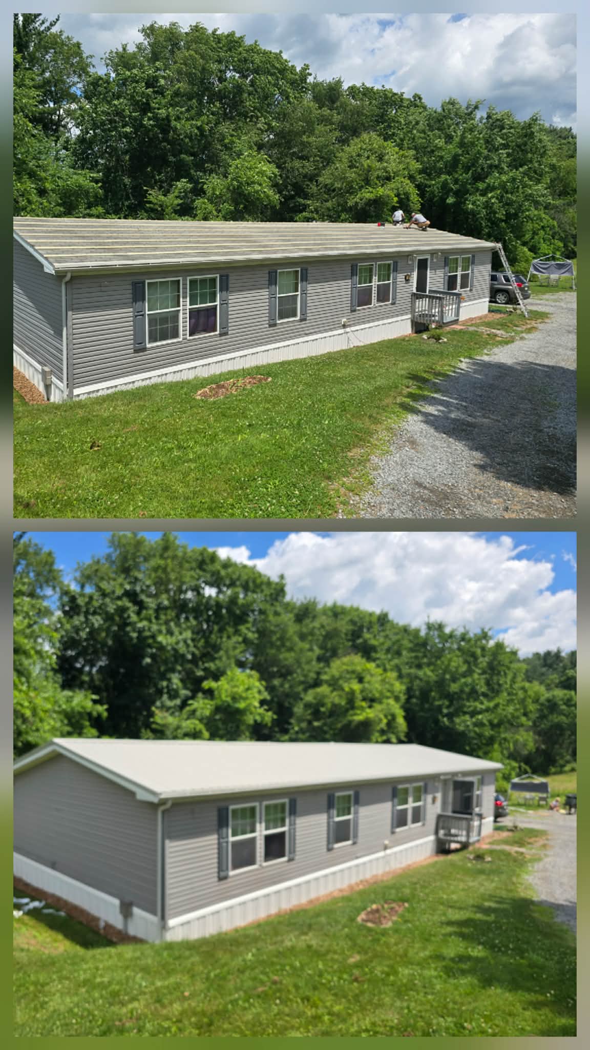 Manufactured home roof before and after
