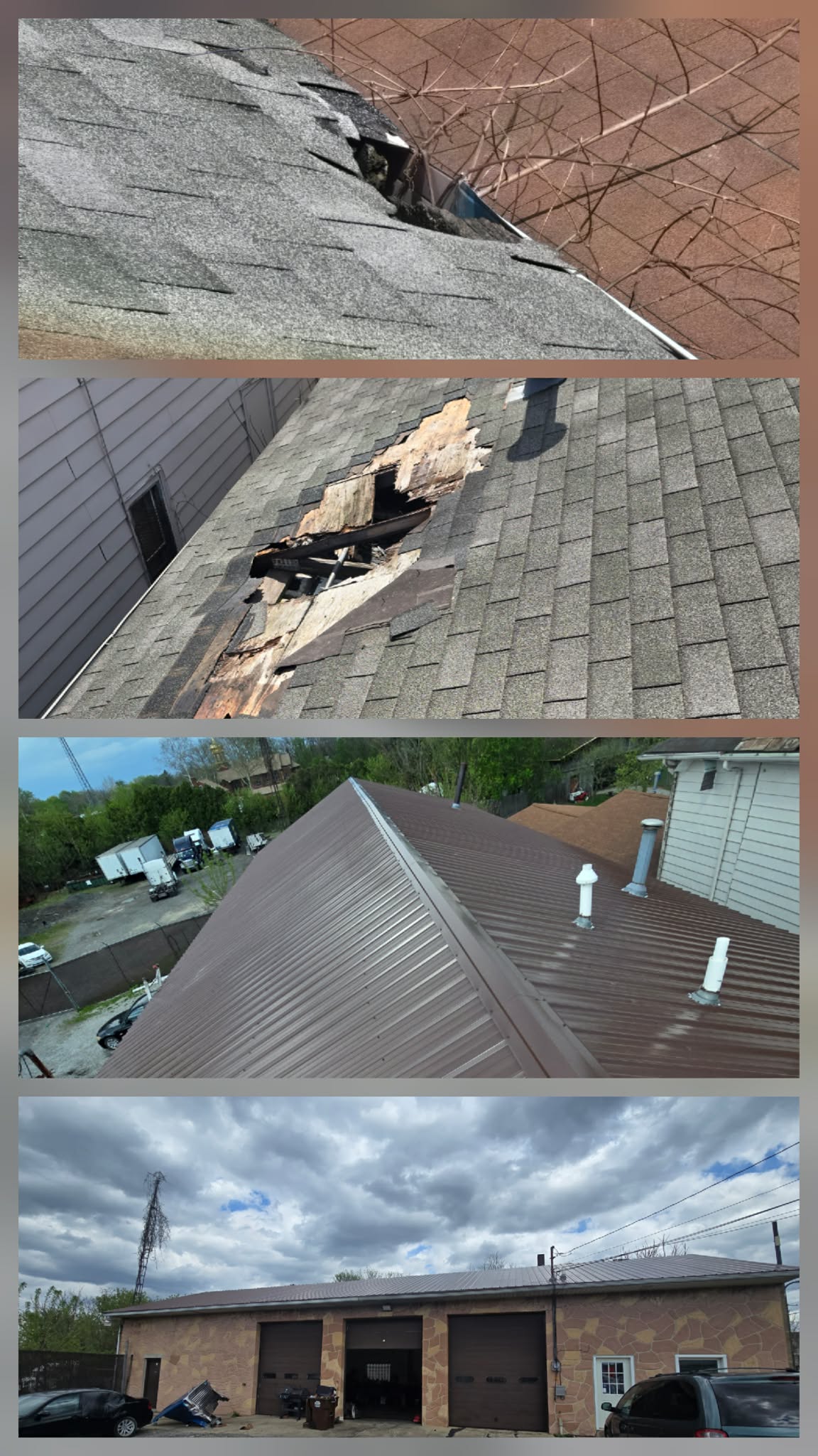 Metal roof before and after repair