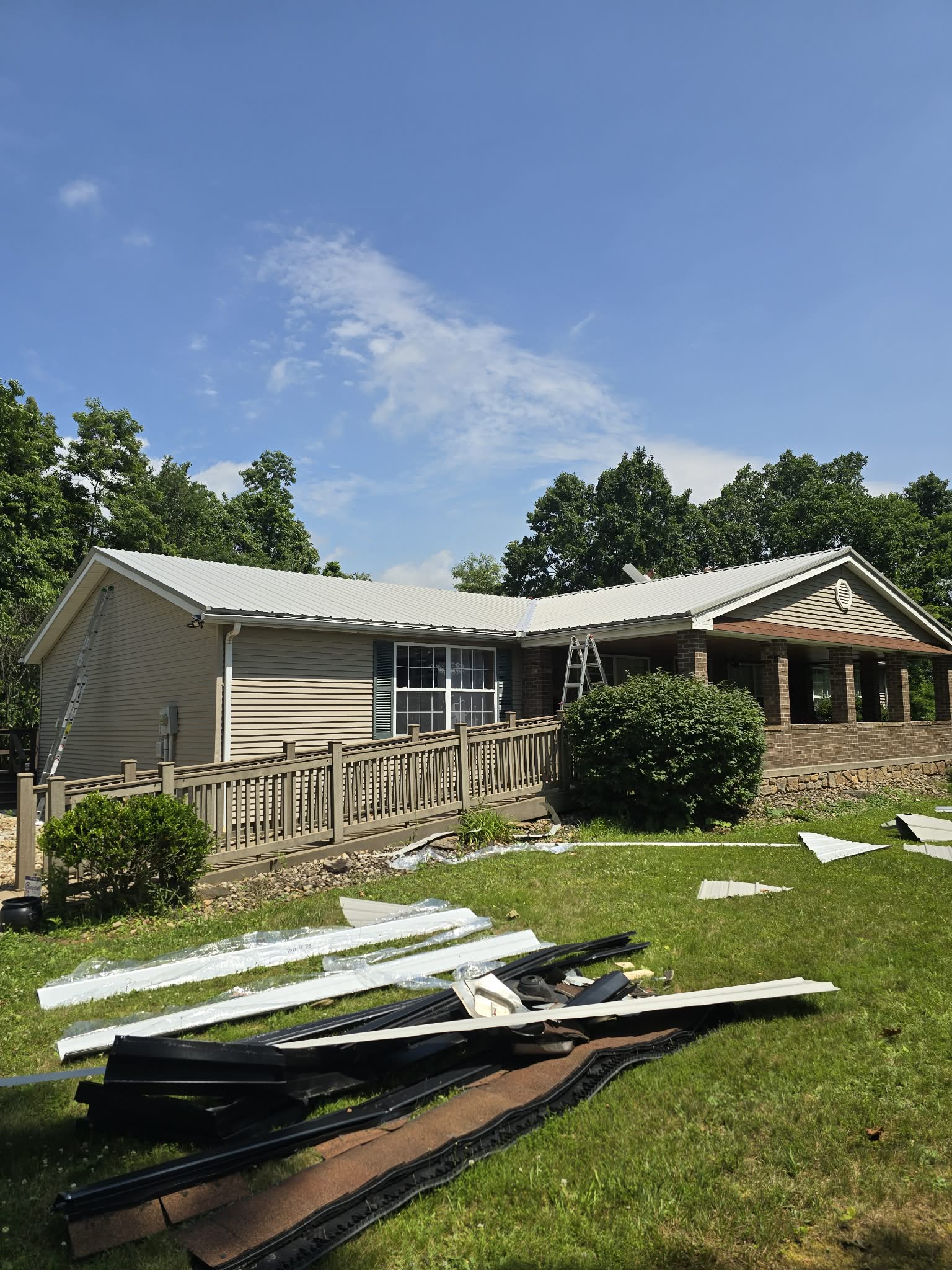 Residential metal roof install in progress